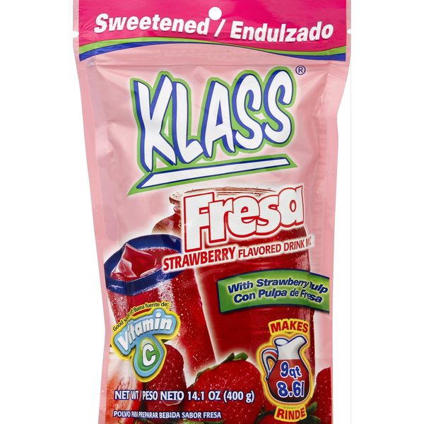 Klass Drink Mix, Sweetened, Strawberry Flavored