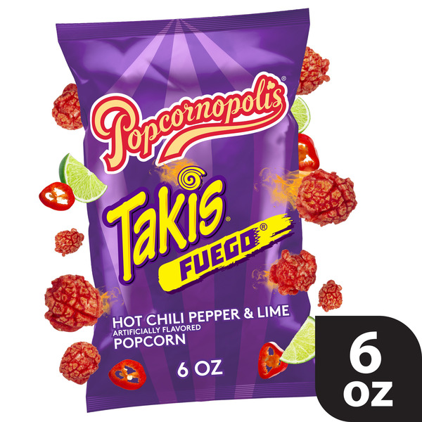 Popcornopolis Fuego Takis 6 oz Bag, Hot Chili Pepper & Lime