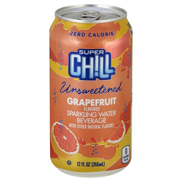 Super Chill Grapefruit Flavored Unsweetened Sparkling Water (12 fl oz