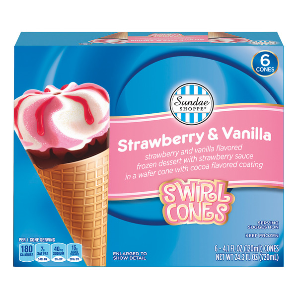 Sundae Shoppe Strawberry and Vanilla Swirl Cones