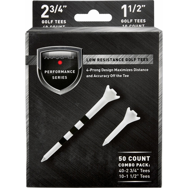 Maxfli Performance Series Low Resistance 2.75β & 1.5β White Golf Tees β 50-Pack