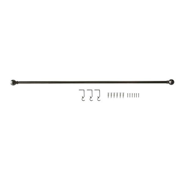 Stylewell 48 In.-84 In. Single 5/8 In. Curtain Rod Kit In Brushed Nickel With Ball Finial