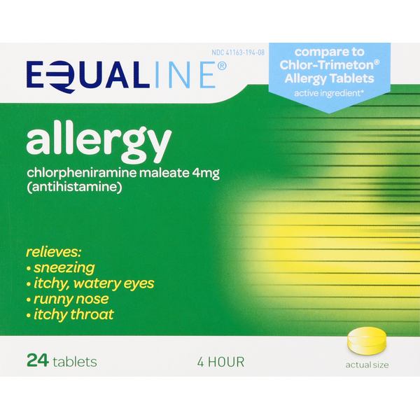 Equaline Allergy, 4 Hour, 4 mg, Tablets (24 each) Instacart