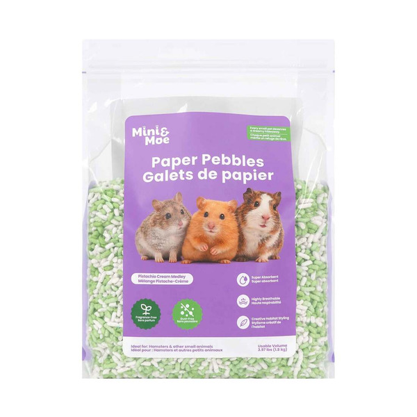 Mini & Moe Small Animal Paper Pebbles Bedding – Pistachio Cream Medley