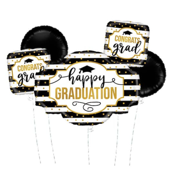 Betallic Inflated Graduation Stripes Foil Balloon Bouquet