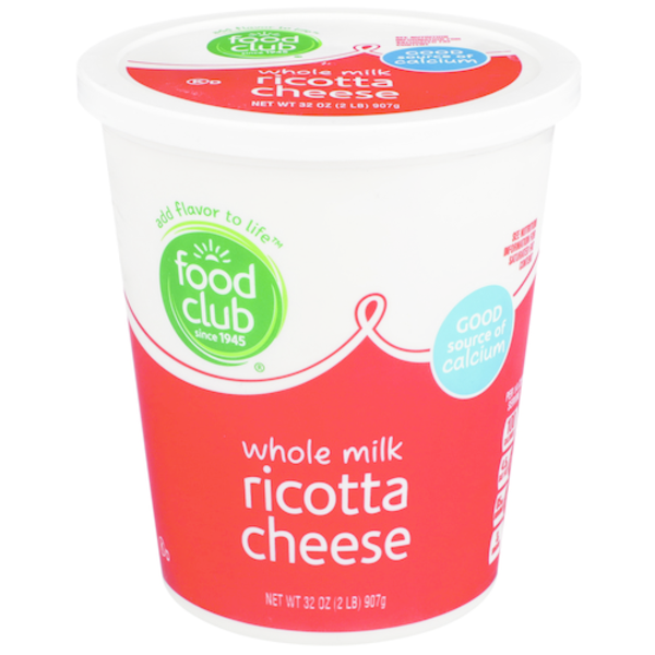 Food Club Ricotta Food Club Cheese, Whole Milk, Ricotta Same-Day Delivery or Pickup ...