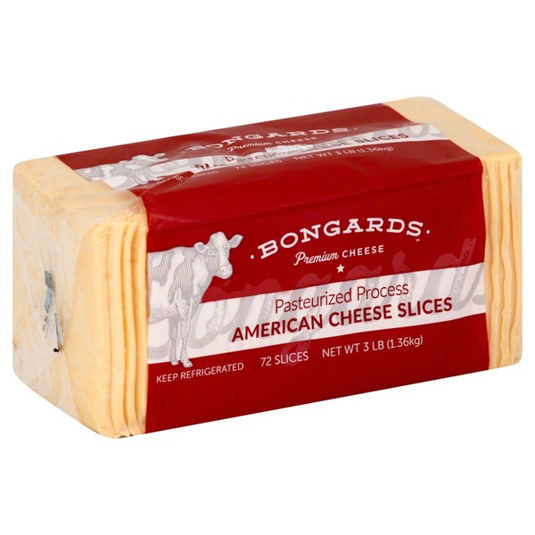 Bongards Cheese, Pasteurized Process, Slices, American (72 each