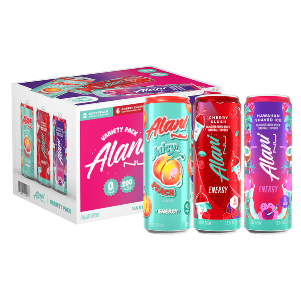 Alani Nu Variety Pack 12pk (Cherry Slush, Juicy Peach, Hawaiian
