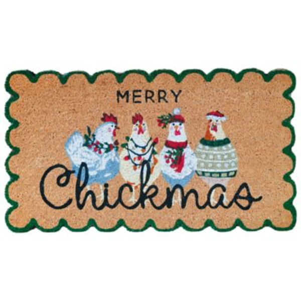 Red Shed Merry Chickmas Coir Christmas Door Mat, 18 x 32in.