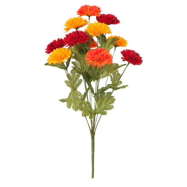 Ashland Orange & Red Ball Mum Bush