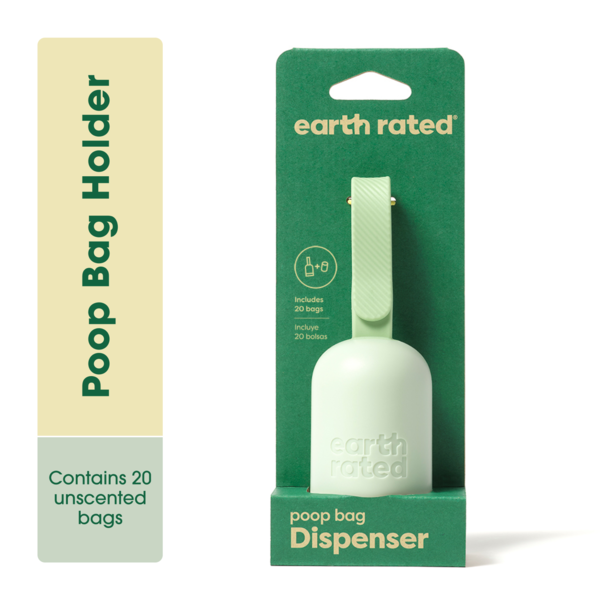 Earth Rated Dog Poop Bag Dispenser with 15 Bags, Leash Clip, Unscented