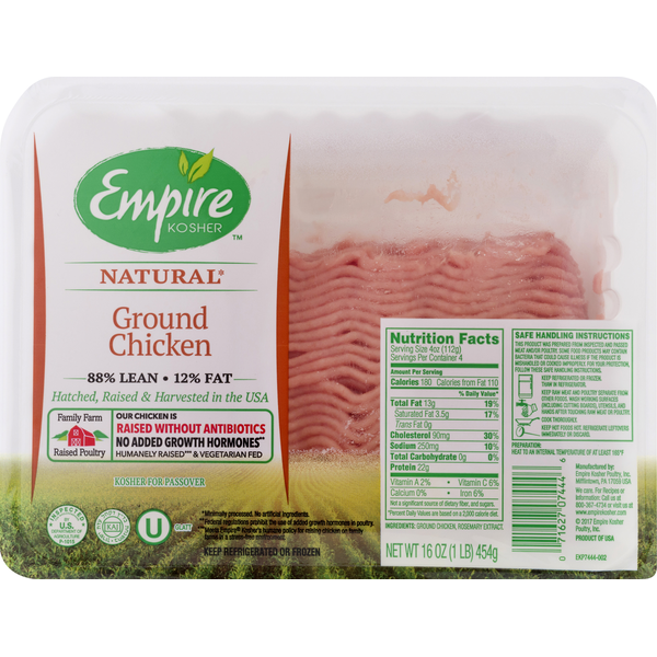 Empire Kosher Chicken, Natural, Ground (16 oz) Instacart