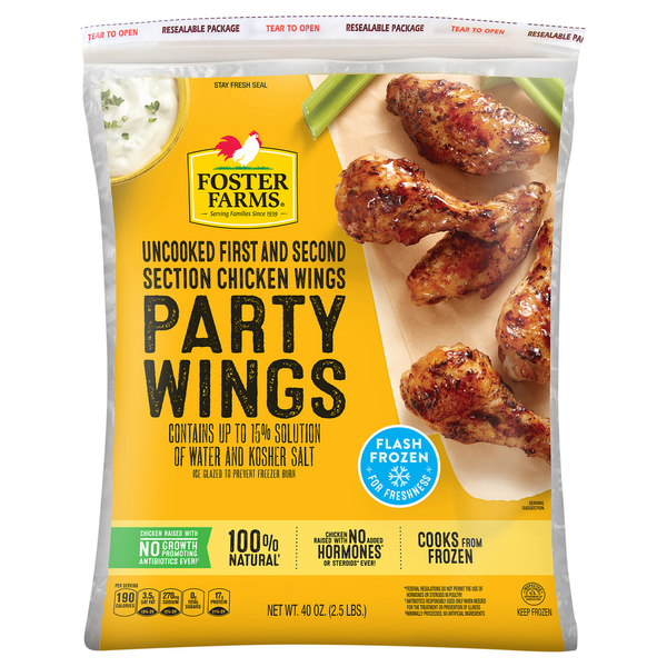 Foster Farms Uncooked Frozen Party Chicken Wings