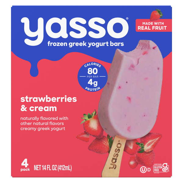 ヨーギラス マック Yasso Strawberries & Cream Frozen Greek Yogurt Bars Same-Day