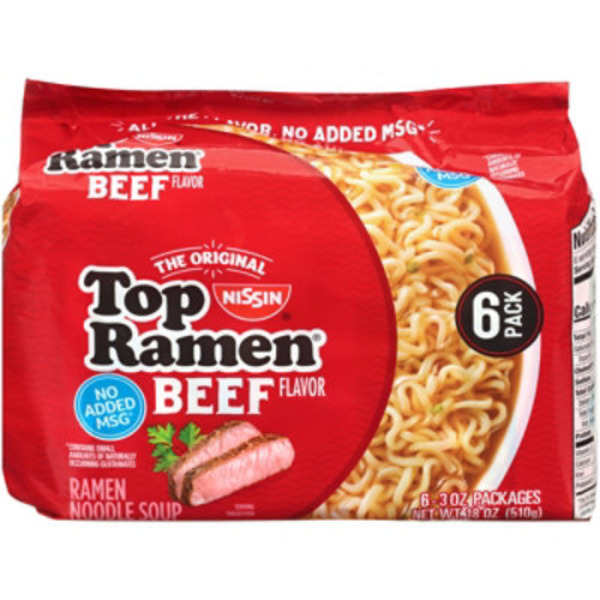 Nissin Ramen Noodle Soup, Beef Flavor, 6 Pack