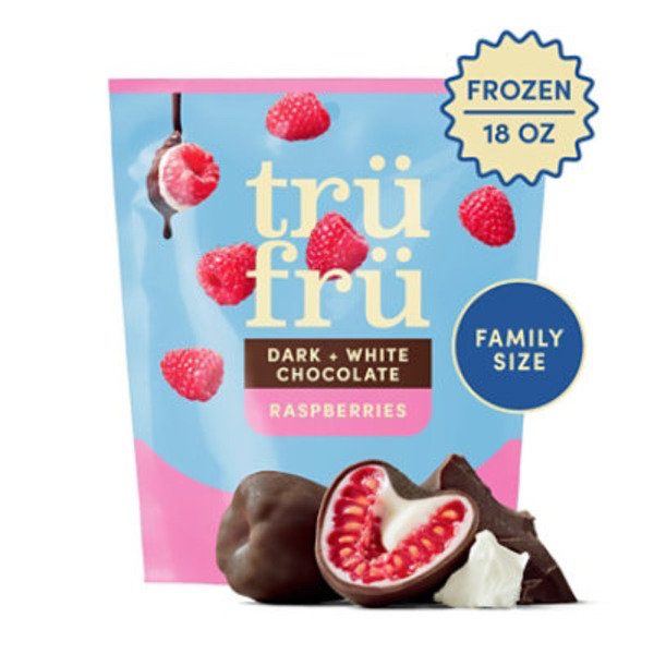 Tru Fru Frozen Raspberries in Dark & White Chocolate