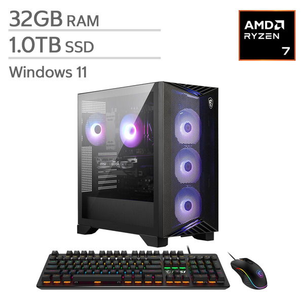 MSI Aegis Z2 Gaming Desktop PC, Ryzen 7 8700F, 32 GB RAM, 1 TB SSD, GeForce RTX 5070
