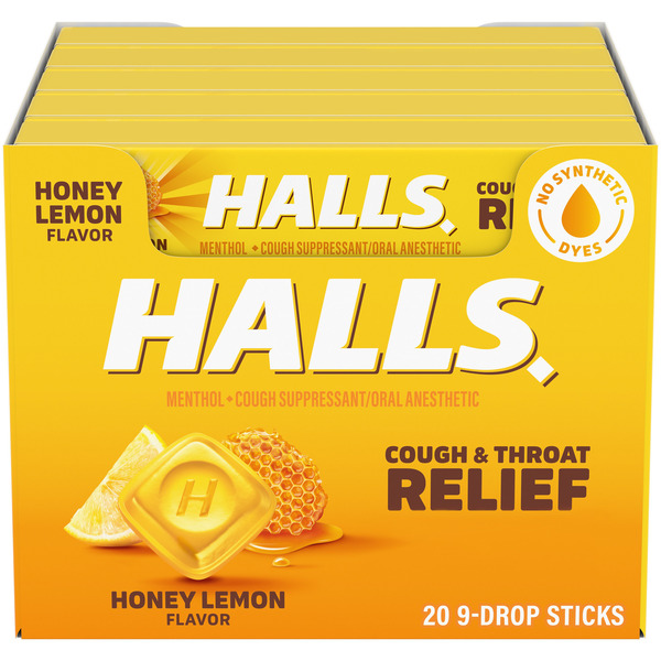 リン HOLMENKOL スピードパウダーハイブリッドCOLD 3個セット HALLS Relief Cough Drops, Triple Soothing Action, Honey Lemon, 20