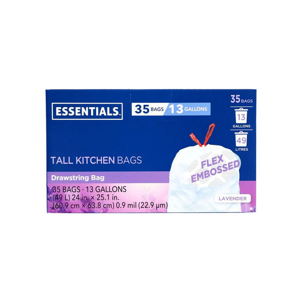 Essentials Tall Kitchen Drawstring Bags Lavender Same-Day Delivery