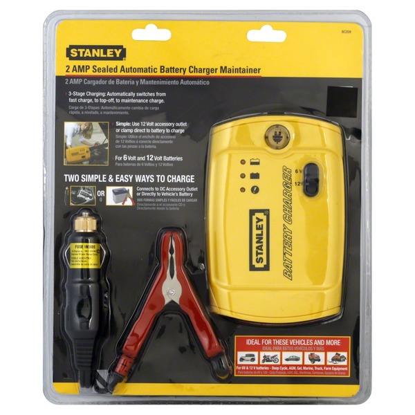 Stanley Battery Charger Maintainer, Sealed Automatic, 2 Amp (1 each