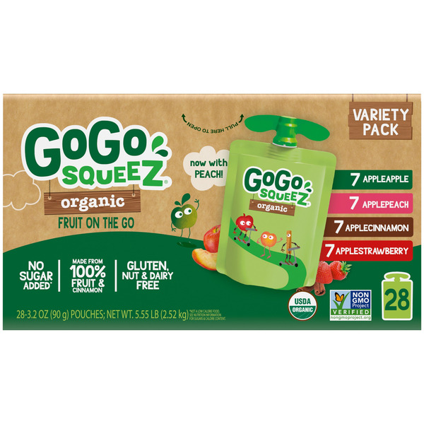 ゴッ消し　toyditional goccodo GoGo SqueeZ Organic Fruit On The Go, Variety Pack, 3.2 oz, 28 ct