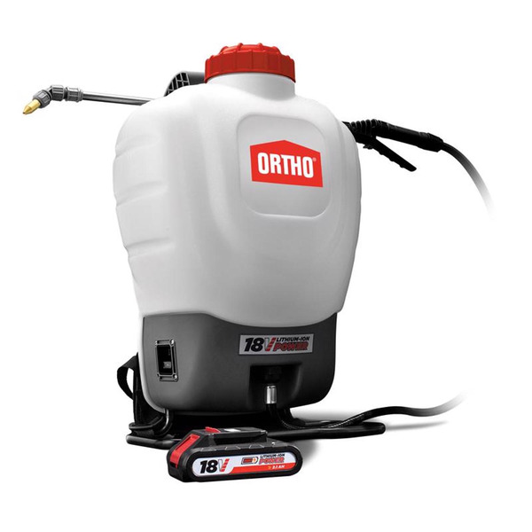 Ortho 4 Gallon White Adjustable Spray Tip Battery Operated Backpack Sprayer