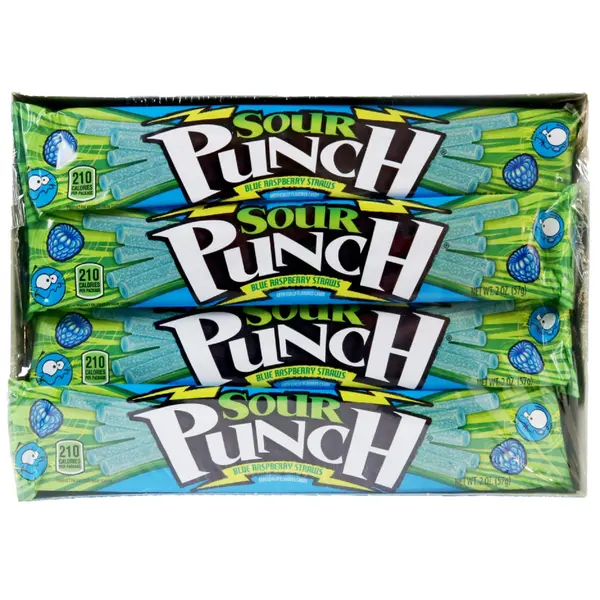Sour Punch Blue Raspberry Straws, 2 oz, 24-count