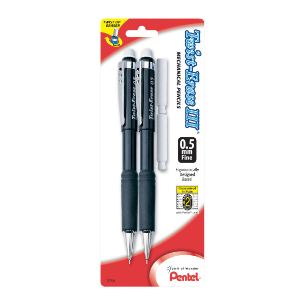 Pentel Automatic Pencils, Retractable, Fine, 0.5 mm