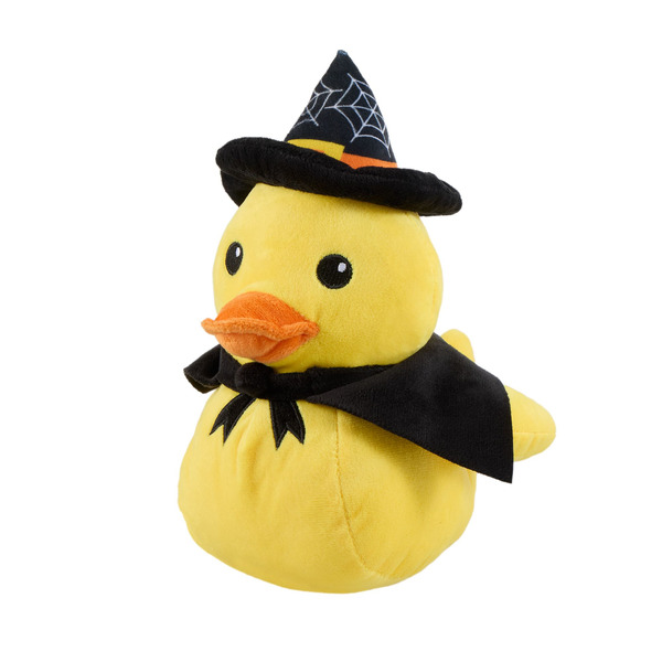 Thrills & Chills Halloween Witch Duck Plush Dog Toy - Yellow