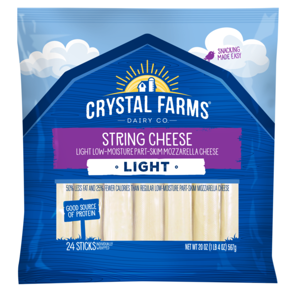 Crystal Farms String Cheese, Light, Part-Skim, Low-Moisture