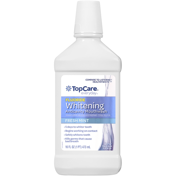 Top Care Fluoride Whitening Anticavity Mouthwash, Fresh Mint (16 fl oz) Instacart