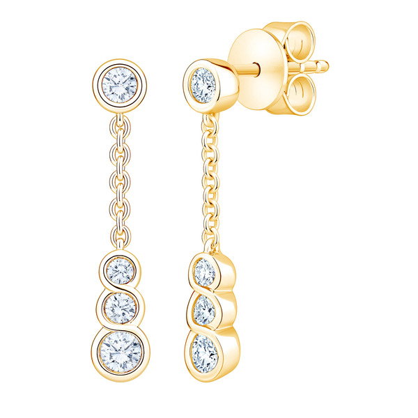Round Brilliant Diamond Dangle Earrings (0.40 ctw) - Yellow Gold