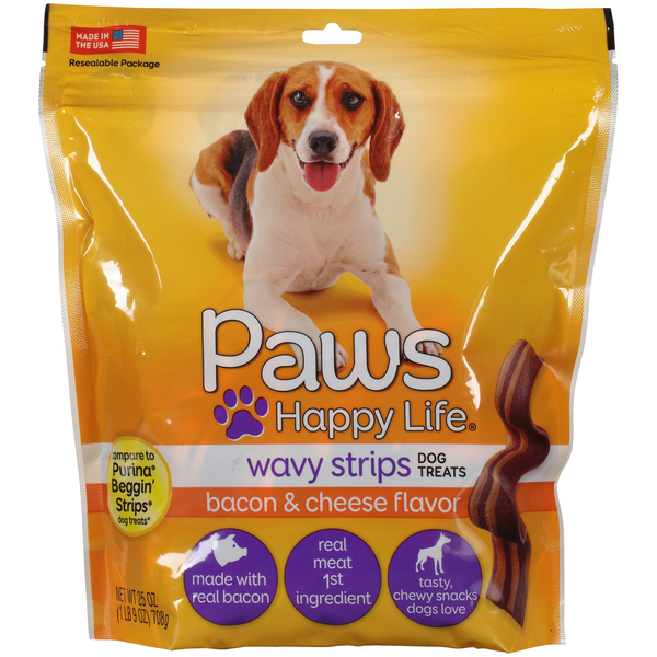 Paws Happy Life Bacon & Cheese Flavor Wavy Strips Dog Treats (25 oz