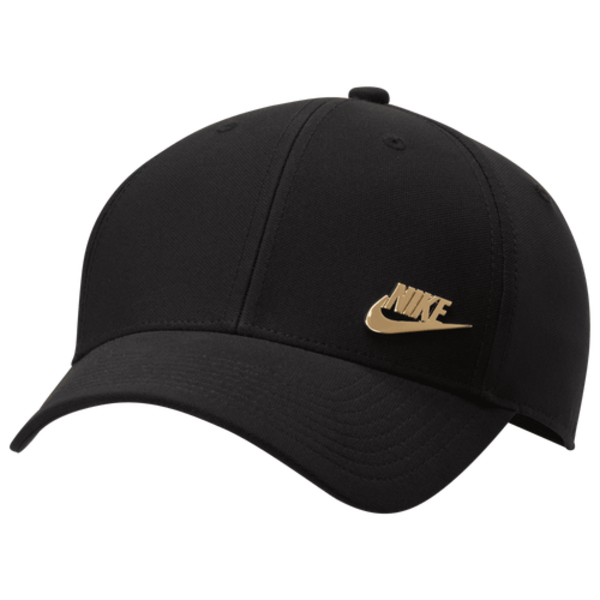 Nike Dri-Fit Club Structured Metal Logo Strapback Hat - Black & Metallic Gold - FB5371 011
