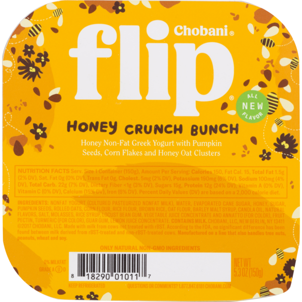 Chobani Flip NonFat Greek Yogurt Honey Crunch Bunch (5.3 oz) Instacart