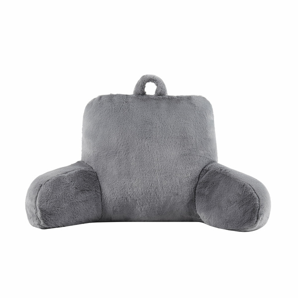 Walmart Mainstays Grey Faux Fur Plush Backrest Pillow Same-Day