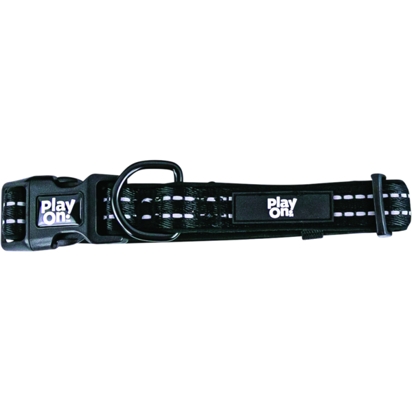 Play On Adventure Nylon Reflect Dog Collar, Medium - Black