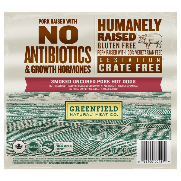 Greenfield Natural Meat Hot Dogs, Pork, Uncured, Smoked Same