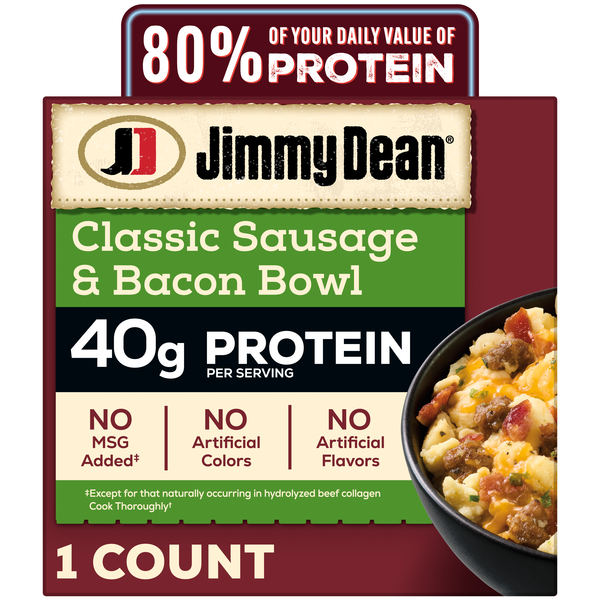 Jimmy Dean Protein Breakfast Bowl Classic Sausage Bacon Scrambled Egg Frozen - 7.25 oz