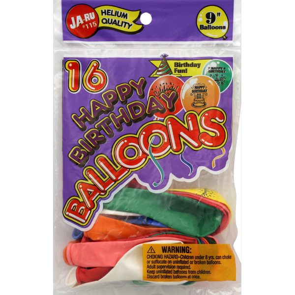 JA-RU Balloons, Happy Birthday, 9 Inch Same-Day Delivery or Pickup