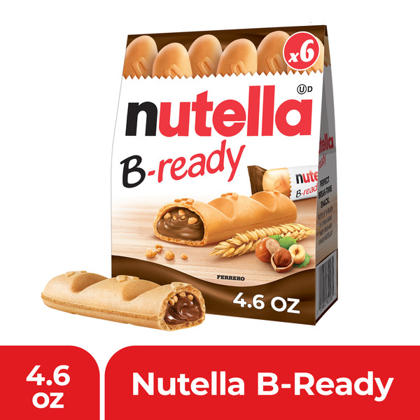 Nutella B-ready Wafer Bars, Hazelnut Spread with Cocoa Snack Bar, 6 Pack, 4.6 oz