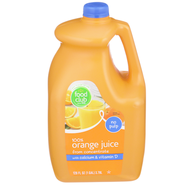 Food Club No Pulp 100% Orange Juice From Concentrate With Calcium