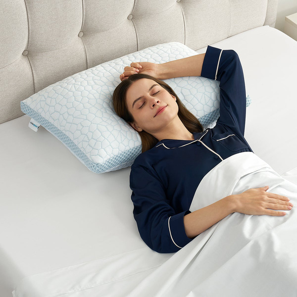 Sleep Renew Bed Pillow, 26 x 17 x 7.5 in - Blue/Navy