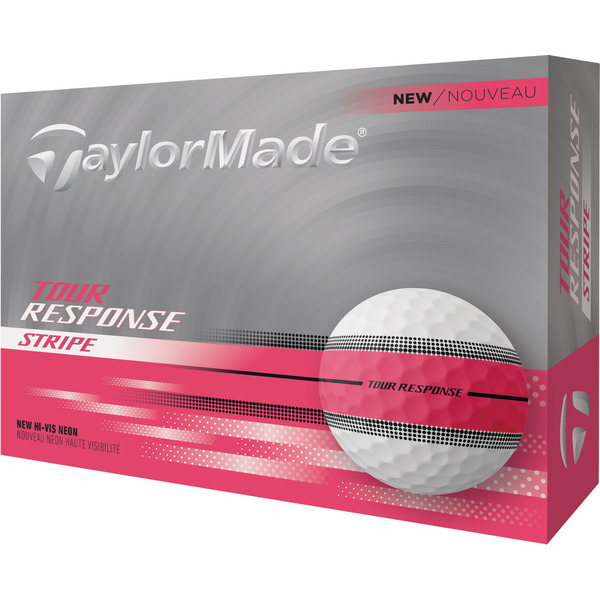 Taylor Made 2025 Tour Response Stripe Golf Balls - White & Pink