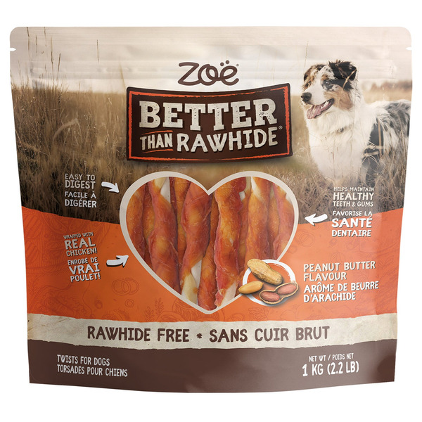 Zoe Better Than Rawhide Peanut Butter Twist Sticks for Dogs
