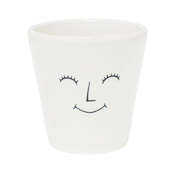 allen + roth 3.898-in W x 3.898-in L x 3.583-in H White Glazed ceramic Round Planter