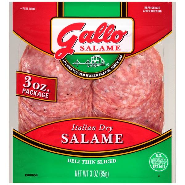 Gallo Gallo® Salame Deli Thin Sliced Italian Dry Salame, 3 oz. (3 oz