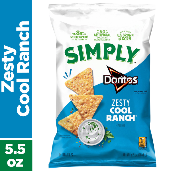 Simply Doritos Zesty Cool Ranch Tortilla Chips