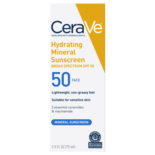 CeraVe Broad Spectrum SPF 50 Hydrating Mineral Sunscreen - 2.5