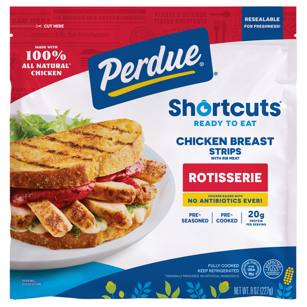 Perdue Shortcuts Ready To Eat No Antibiotics Ever Rotisserie Chicken Breast Strips
